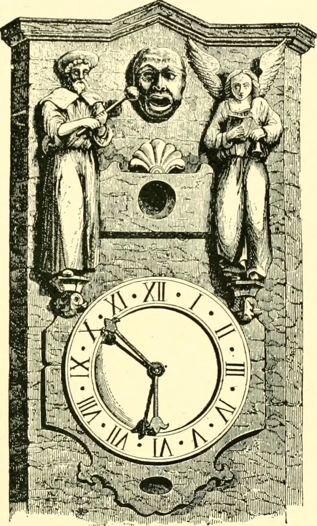 An illustration from Old clocks and watches & their makers, being an historical and descriptive account of the different styles of clocks and watches of the past, in England and abroad, to which is added a list of ten thousand makers, 1904, leaf 62