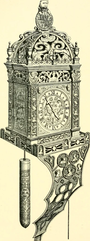 An illustration from Old clocks and watches & their makers, being an historical and descriptive account of the different styles of clocks and watches of the past, in England and abroad, to which is added a list of ten thousand makers, 1904, leaf 65