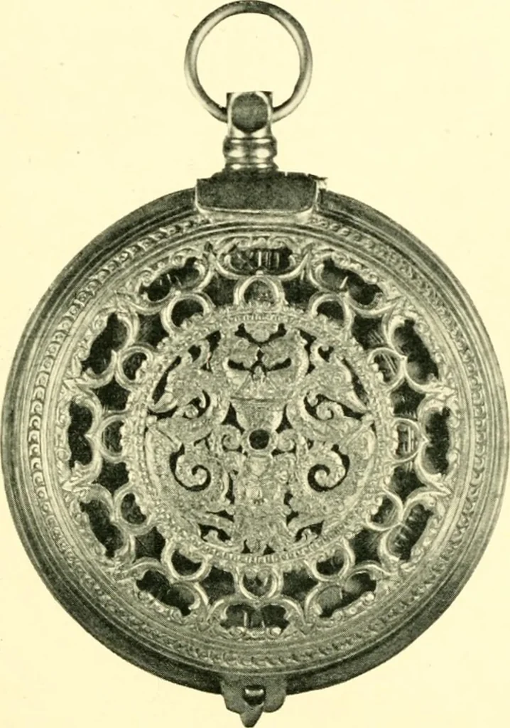 An illustration from Old clocks and watches & their makers, being an historical and descriptive account of the different styles of clocks and watches of the past, in England and abroad, to which is added a list of ten thousand makers, 1904, leaf 78