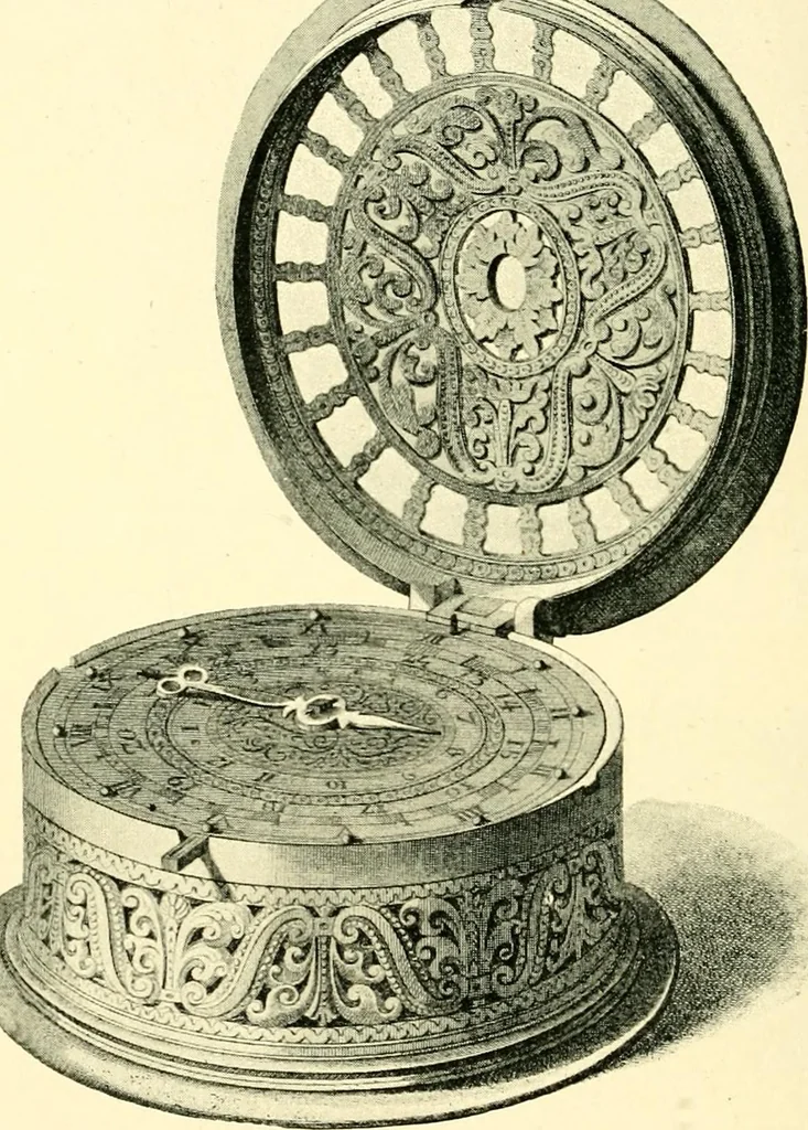 An illustration from Old clocks and watches & their makers, being an historical and descriptive account of the different styles of clocks and watches of the past, in England and abroad, to which is added a list of ten thousand makers, 1904, leaf 83