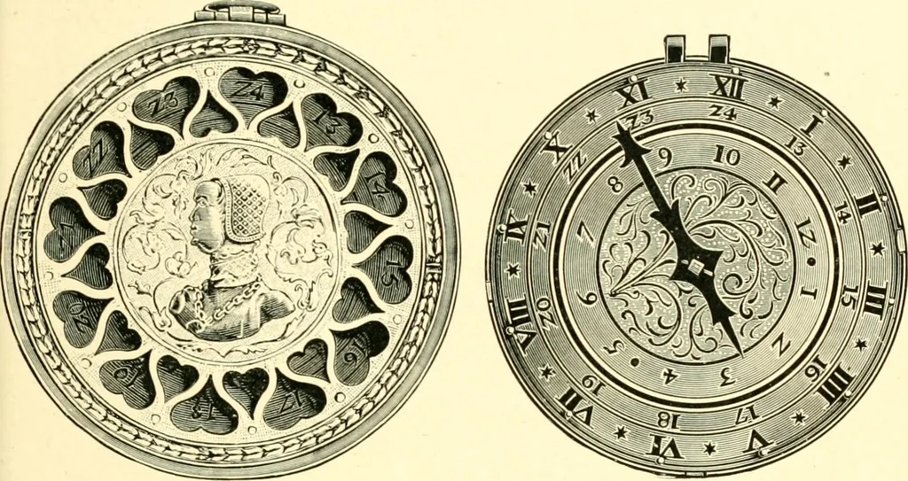 An illustration from Old clocks and watches & their makers, being an historical and descriptive account of the different styles of clocks and watches of the past, in England and abroad, to which is added a list of ten thousand makers, 1904, leaf 84