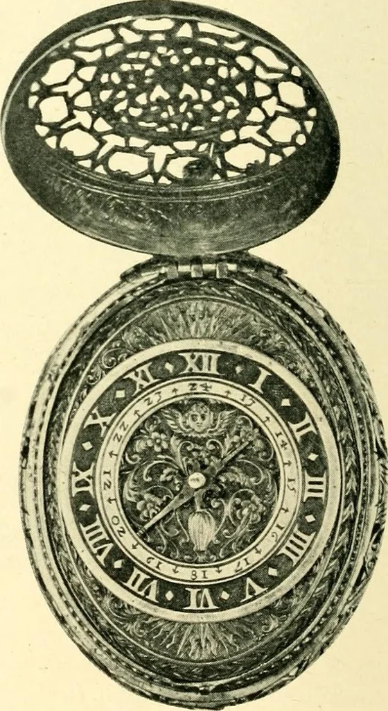 An illustration from Old clocks and watches & their makers, being an historical and descriptive account of the different styles of clocks and watches of the past, in England and abroad, to which is added a list of ten thousand makers, 1904, leaf 87