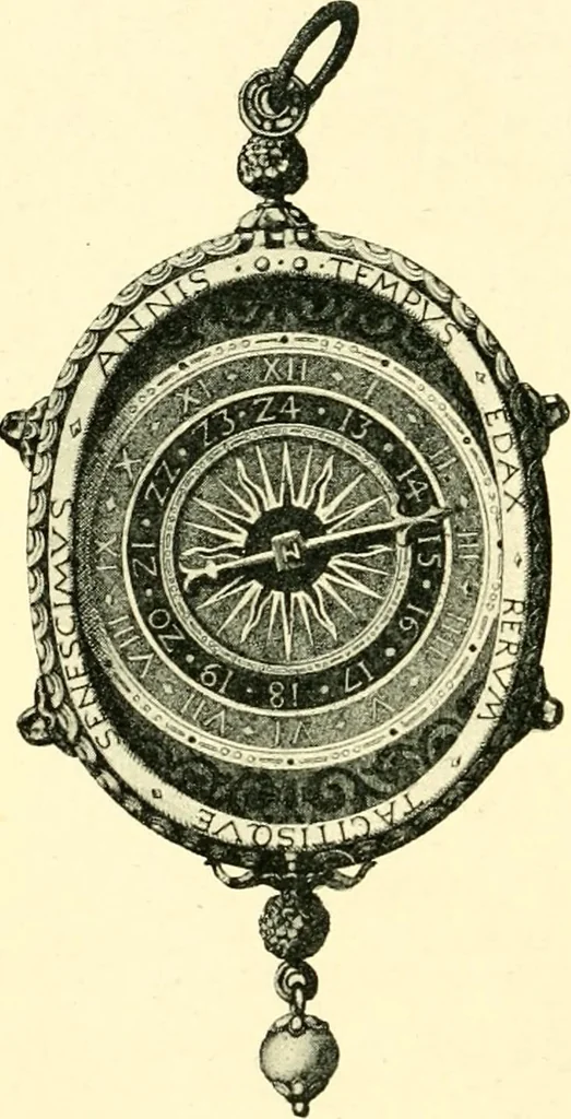 An illustration from Old clocks and watches & their makers, being an historical and descriptive account of the different styles of clocks and watches of the past, in England and abroad, to which is added a list of ten thousand makers, 1904, leaf 89