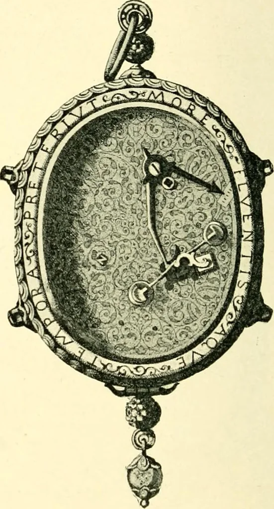 An illustration from Old clocks and watches & their makers, being an historical and descriptive account of the different styles of clocks and watches of the past, in England and abroad, to which is added a list of ten thousand makers, 1904, leaf 89
