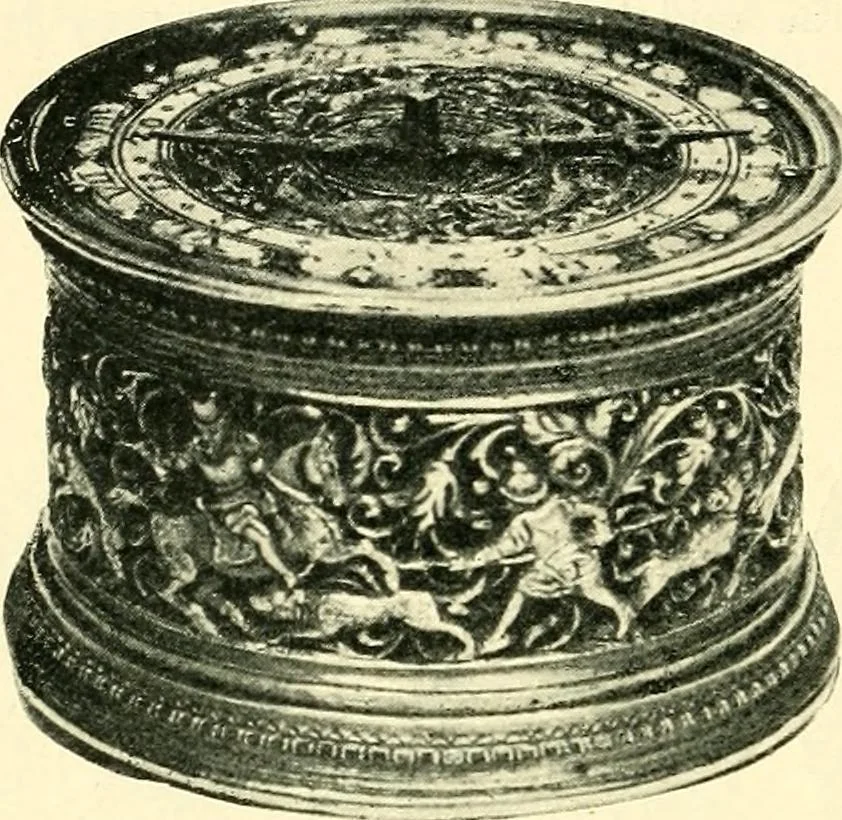 An illustration from Old clocks and watches & their makers, being an historical and descriptive account of the different styles of clocks and watches of the past, in England and abroad, to which is added a list of ten thousand makers, 1904, leaf 91