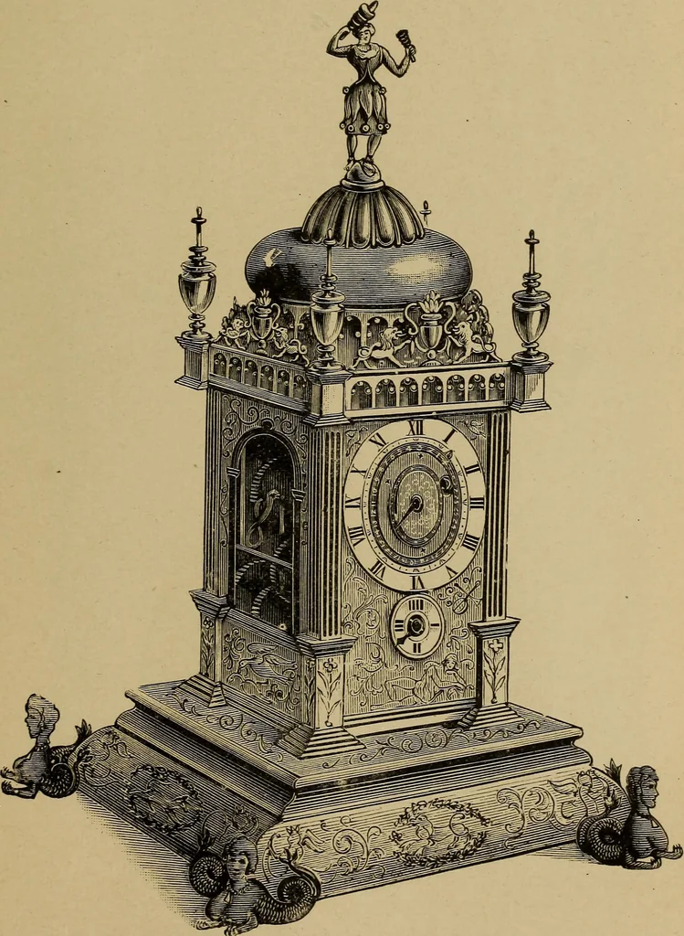 An illustration from Old clocks and watches & their makers : being an historical and descriptive account of the different styles of clocks and watches of the past, in England and abroad, to which is added a list of nearly twelve thousand makers, 1922, leaf 124