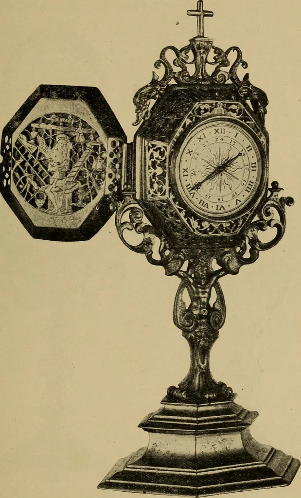 An illustration from Old clocks and watches & their makers : being an historical and descriptive account of the different styles of clocks and watches of the past, in England and abroad, to which is added a list of nearly twelve thousand makers, 1922, leaf 154