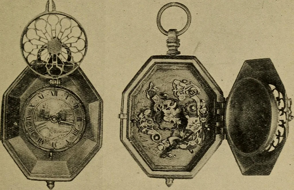 An illustration from Old clocks and watches & their makers : being an historical and descriptive account of the different styles of clocks and watches of the past, in England and abroad, to which is added a list of nearly twelve thousand makers, 1922, leaf 174