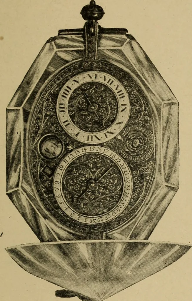 An illustration from Old clocks and watches & their makers : being an historical and descriptive account of the different styles of clocks and watches of the past, in England and abroad, to which is added a list of nearly twelve thousand makers, 1922, leaf 176