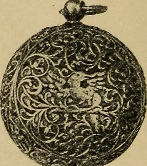 An illustration from Old clocks and watches & their makers : being an historical and descriptive account of the different styles of clocks and watches of the past, in England and abroad, to which is added a list of nearly twelve thousand makers, 1922, leaf 183