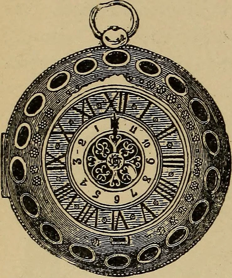 An illustration from Old clocks and watches & their makers : being an historical and descriptive account of the different styles of clocks and watches of the past, in England and abroad, to which is added a list of nearly twelve thousand makers, 1922, leaf 187