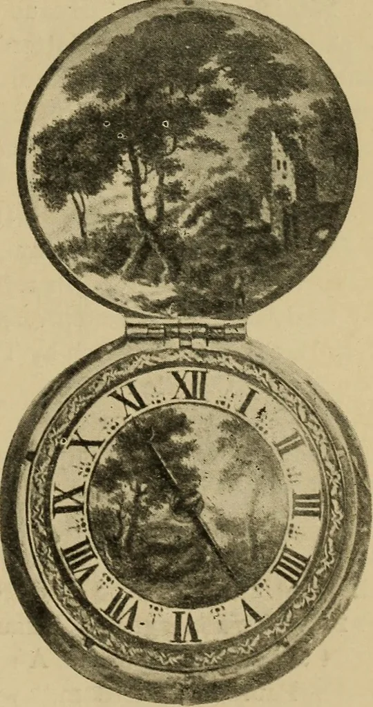 An illustration from Old clocks and watches & their makers : being an historical and descriptive account of the different styles of clocks and watches of the past, in England and abroad, to which is added a list of nearly twelve thousand makers, 1922, leaf 198