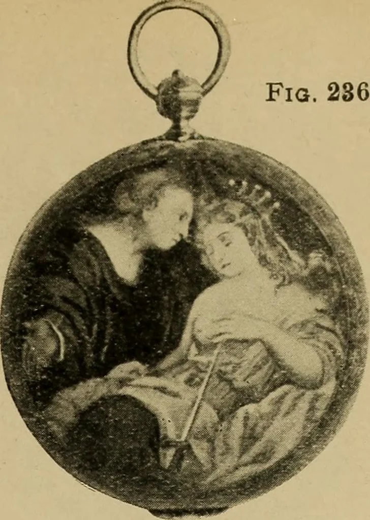 An illustration from Old clocks and watches & their makers : being an historical and descriptive account of the different styles of clocks and watches of the past, in England and abroad, to which is added a list of nearly twelve thousand makers, 1922, leaf 200