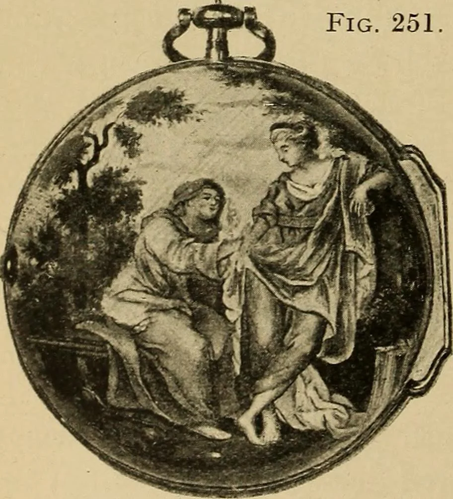 An illustration from Old clocks and watches & their makers : being an historical and descriptive account of the different styles of clocks and watches of the past, in England and abroad, to which is added a list of nearly twelve thousand makers, 1922, leaf 203