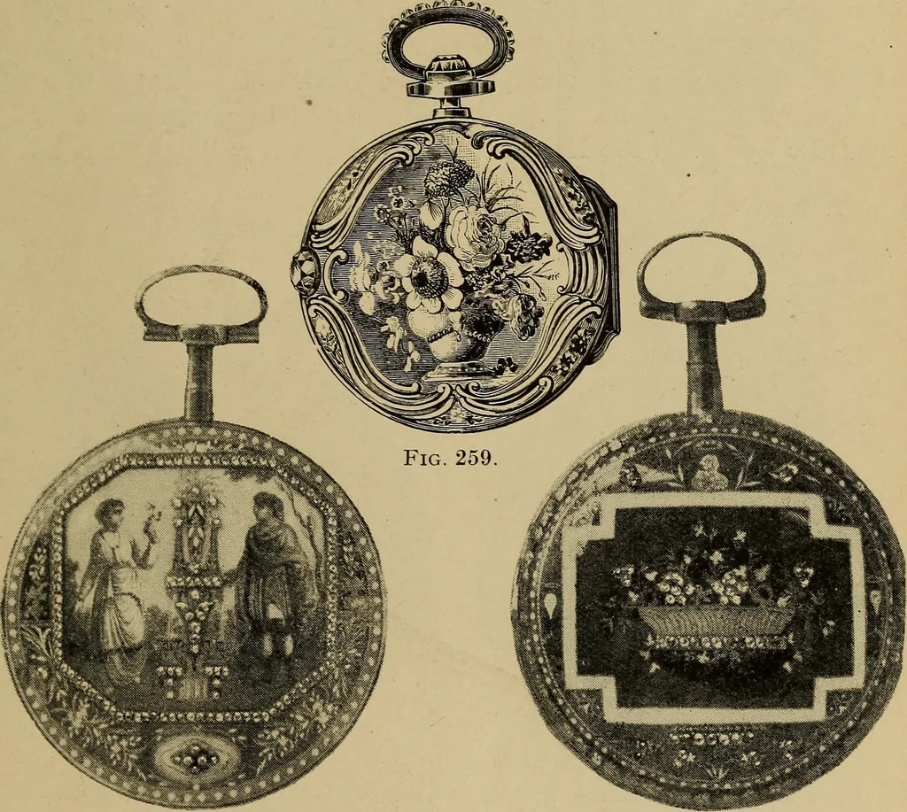 An illustration from Old clocks and watches & their makers : being an historical and descriptive account of the different styles of clocks and watches of the past, in England and abroad, to which is added a list of nearly twelve thousand makers, 1922, leaf 206