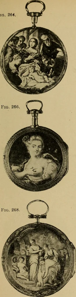 An illustration from Old clocks and watches & their makers : being an historical and descriptive account of the different styles of clocks and watches of the past, in England and abroad, to which is added a list of nearly twelve thousand makers, 1922, leaf 208
