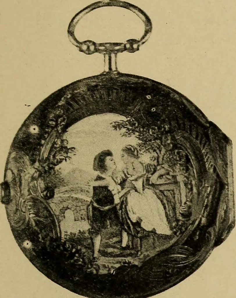 An illustration from Old clocks and watches & their makers : being an historical and descriptive account of the different styles of clocks and watches of the past, in England and abroad, to which is added a list of nearly twelve thousand makers, 1922, leaf 210