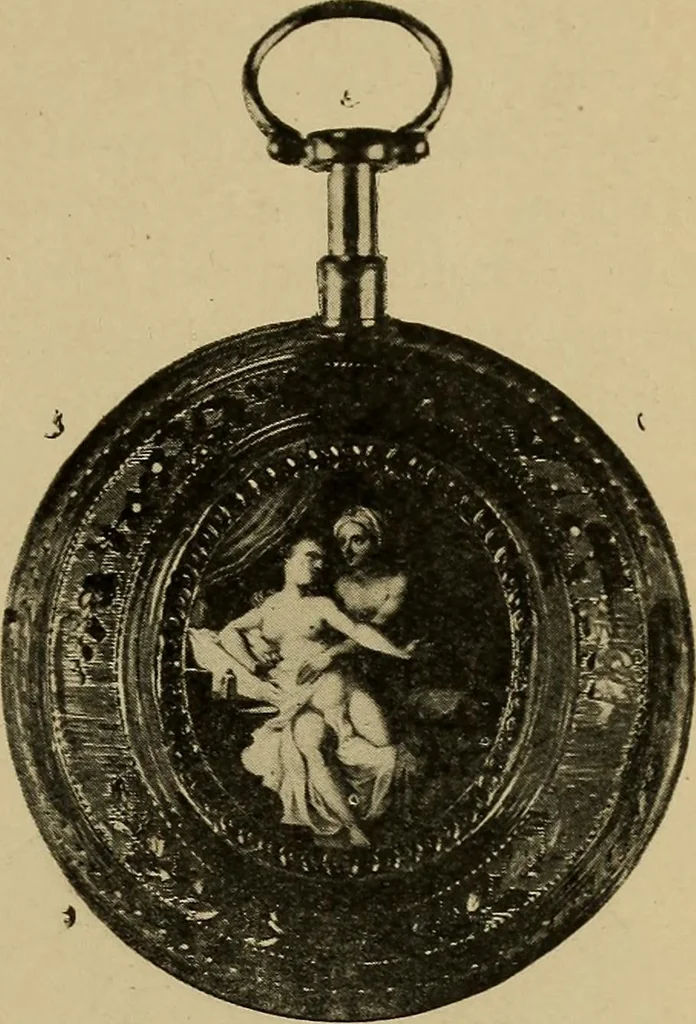 An illustration from Old clocks and watches & their makers : being an historical and descriptive account of the different styles of clocks and watches of the past, in England and abroad, to which is added a list of nearly twelve thousand makers, 1922, leaf 210