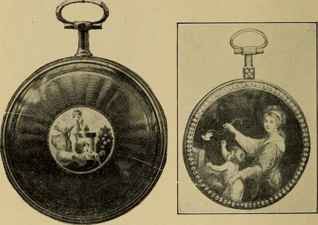 An illustration from Old clocks and watches & their makers : being an historical and descriptive account of the different styles of clocks and watches of the past, in England and abroad, to which is added a list of nearly twelve thousand makers, 1922, leaf 211