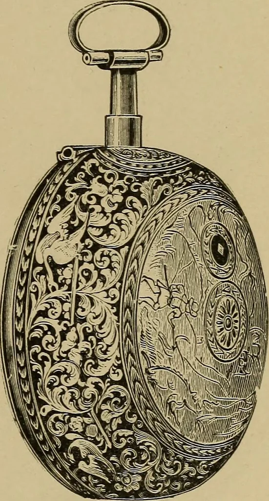 An illustration from Old clocks and watches & their makers : being an historical and descriptive account of the different styles of clocks and watches of the past, in England and abroad, to which is added a list of nearly twelve thousand makers, 1922, leaf 218