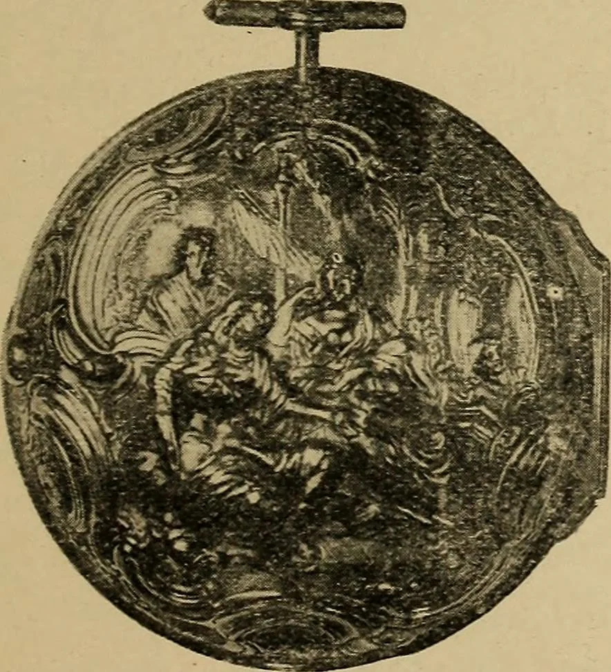 An illustration from Old clocks and watches & their makers : being an historical and descriptive account of the different styles of clocks and watches of the past, in England and abroad, to which is added a list of nearly twelve thousand makers, 1922, leaf 220
