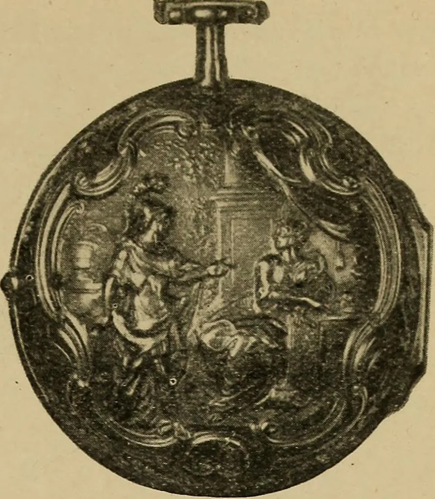 An illustration from Old clocks and watches & their makers : being an historical and descriptive account of the different styles of clocks and watches of the past, in England and abroad, to which is added a list of nearly twelve thousand makers, 1922, leaf 220