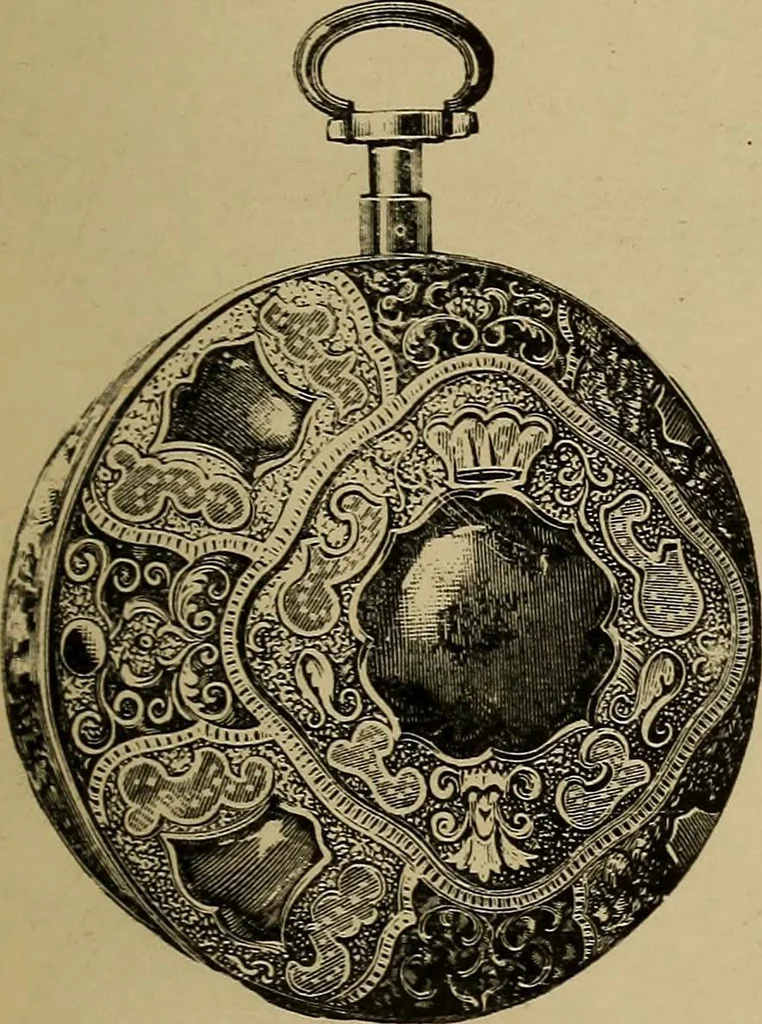 An illustration from Old clocks and watches & their makers : being an historical and descriptive account of the different styles of clocks and watches of the past, in England and abroad, to which is added a list of nearly twelve thousand makers, 1922, leaf 224