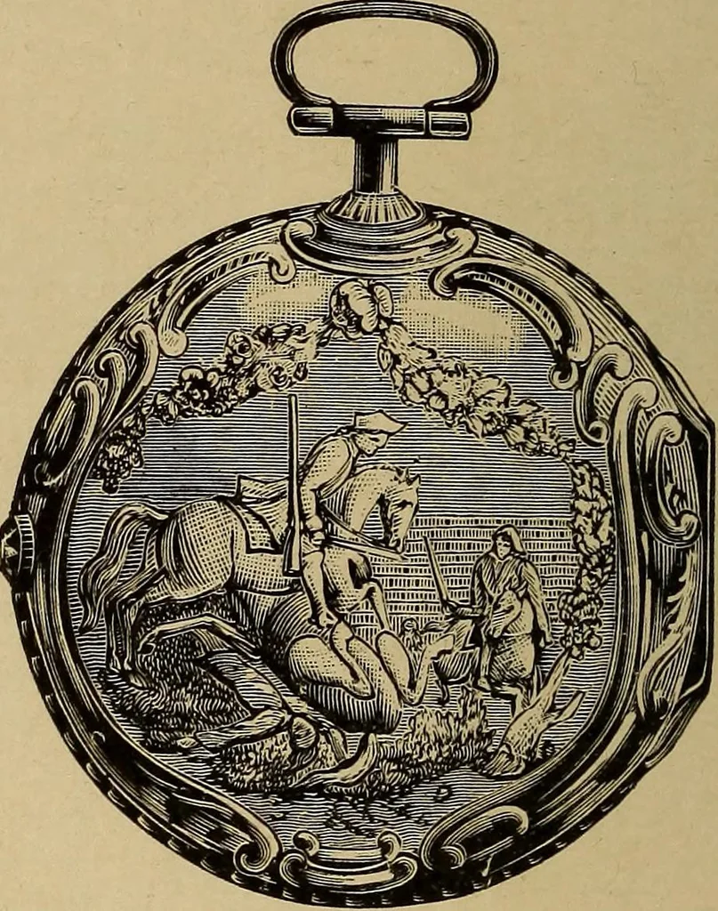 An illustration from Old clocks and watches & their makers : being an historical and descriptive account of the different styles of clocks and watches of the past, in England and abroad, to which is added a list of nearly twelve thousand makers, 1922, leaf 231