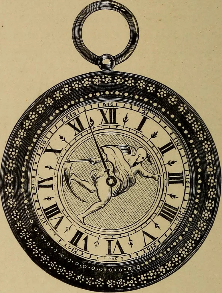 An illustration from Old clocks and watches & their makers : being an historical and descriptive account of the different styles of clocks and watches of the past, in England and abroad, to which is added a list of nearly twelve thousand makers, 1922, leaf 241
