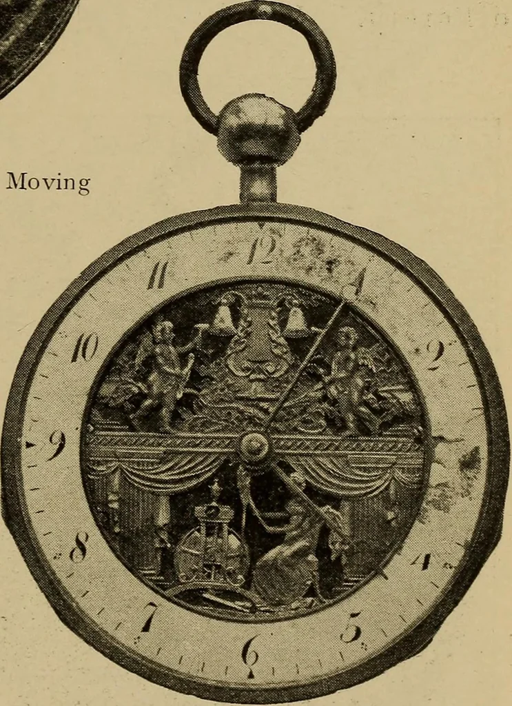 An illustration from Old clocks and watches & their makers : being an historical and descriptive account of the different styles of clocks and watches of the past, in England and abroad, to which is added a list of nearly twelve thousand makers, 1922, leaf 250