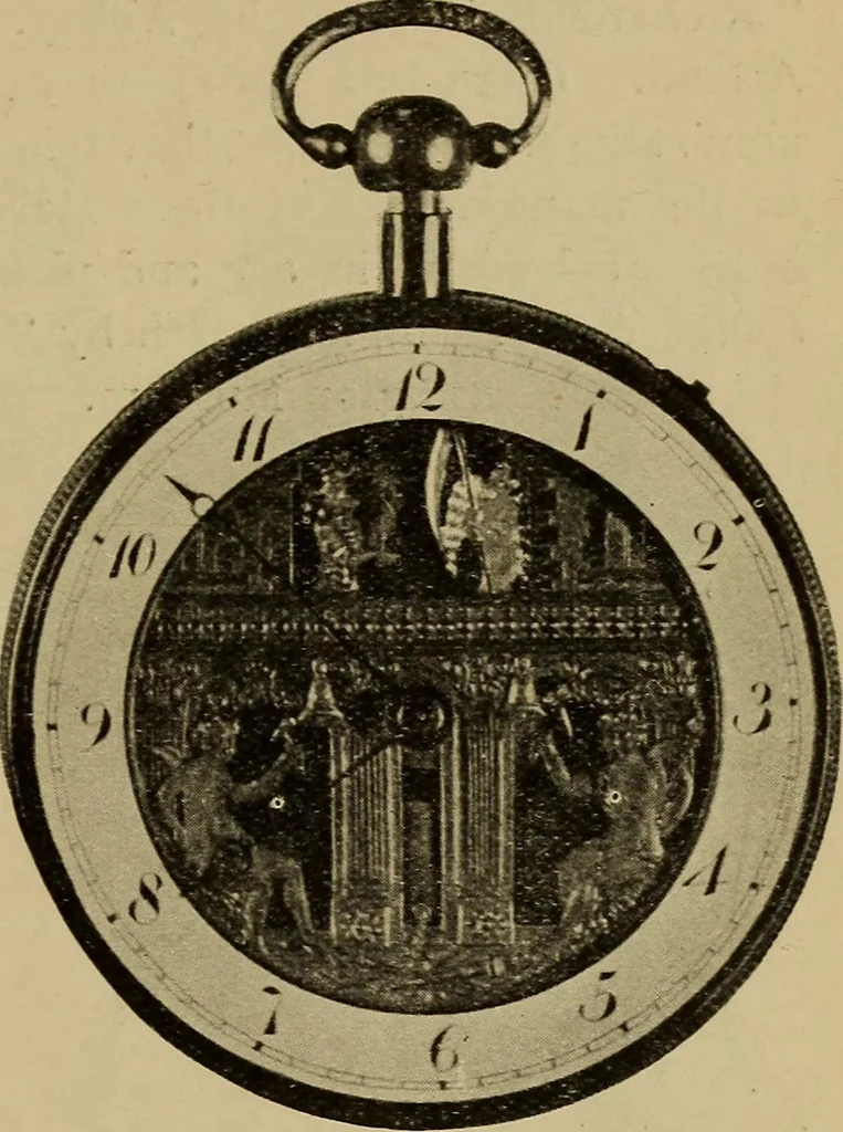 An illustration from Old clocks and watches & their makers : being an historical and descriptive account of the different styles of clocks and watches of the past, in England and abroad, to which is added a list of nearly twelve thousand makers, 1922, leaf 252