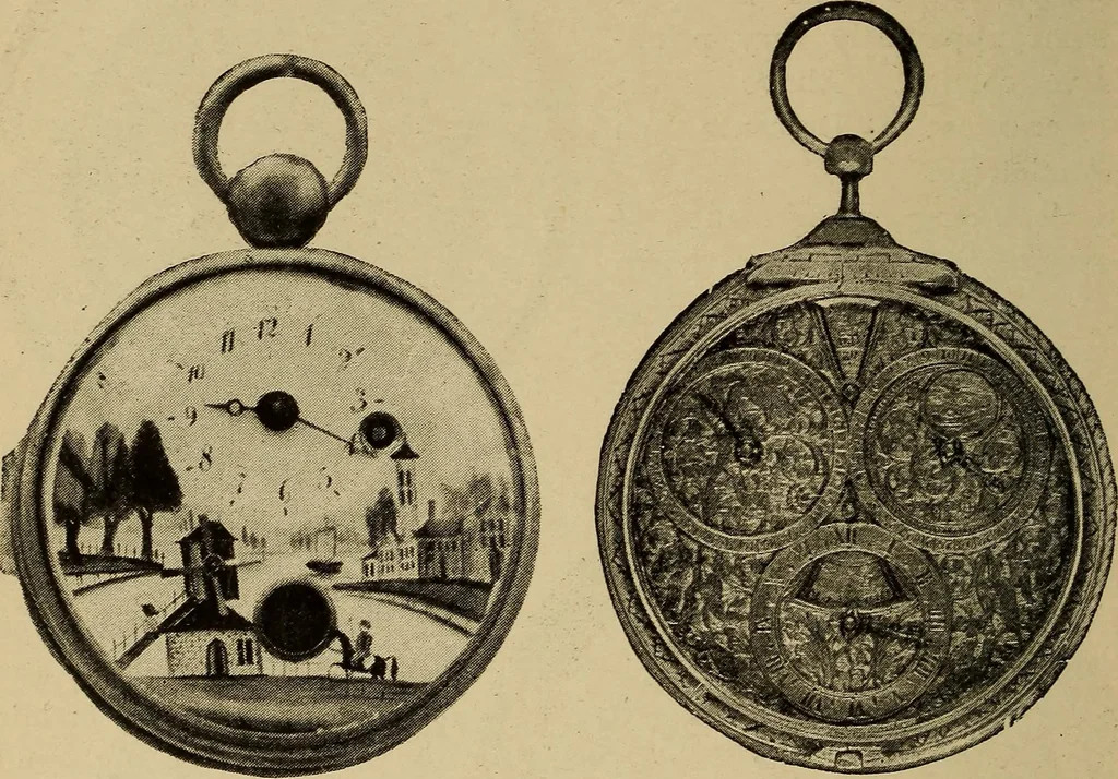 An illustration from Old clocks and watches & their makers : being an historical and descriptive account of the different styles of clocks and watches of the past, in England and abroad, to which is added a list of nearly twelve thousand makers, 1922, leaf 253