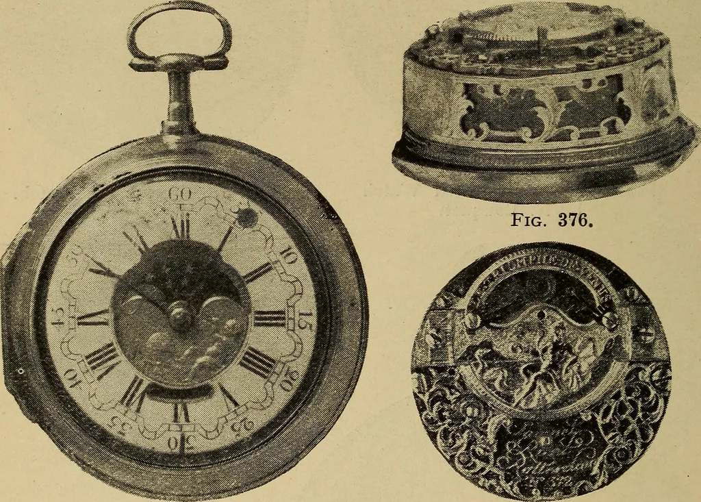 An illustration from Old clocks and watches & their makers : being an historical and descriptive account of the different styles of clocks and watches of the past, in England and abroad, to which is added a list of nearly twelve thousand makers, 1922, leaf 255