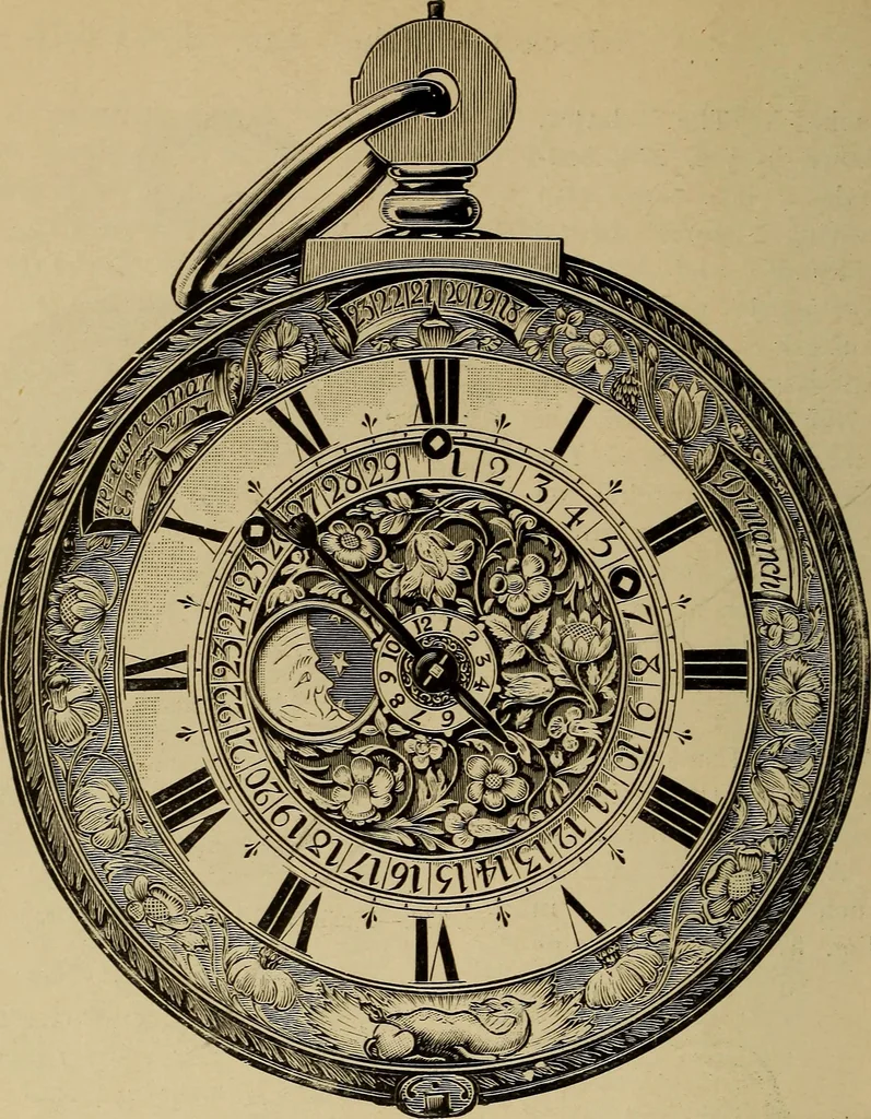 An illustration from Old clocks and watches & their makers : being an historical and descriptive account of the different styles of clocks and watches of the past, in England and abroad, to which is added a list of nearly twelve thousand makers, 1922, leaf 257