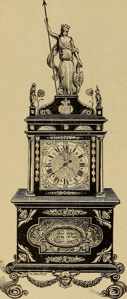 An illustration from Old clocks and watches & their makers : being an historical and descriptive account of the different styles of clocks and watches of the past, in England and abroad, to which is added a list of nearly twelve thousand makers, 1922, leaf 299