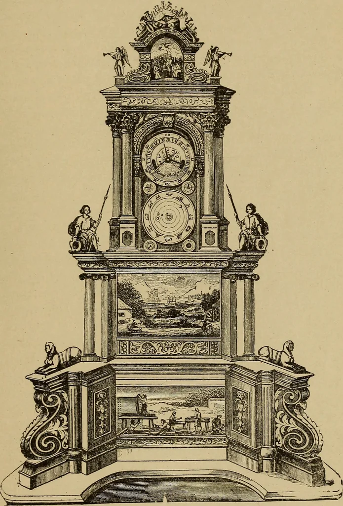 An illustration from Old clocks and watches & their makers : being an historical and descriptive account of the different styles of clocks and watches of the past, in England and abroad, to which is added a list of nearly twelve thousand makers, 1922, leaf 414