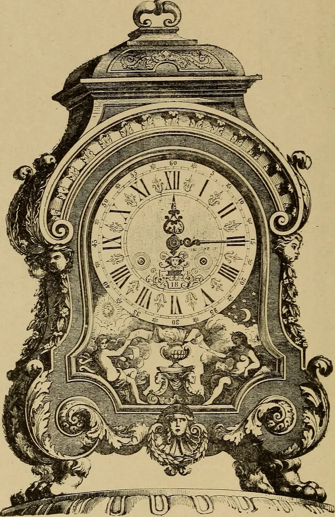 An illustration from Old clocks and watches & their makers : being an historical and descriptive account of the different styles of clocks and watches of the past, in England and abroad, to which is added a list of nearly twelve thousand makers, 1922, leaf 427