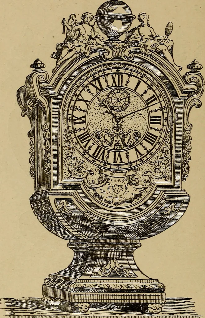 An illustration from Old clocks and watches & their makers : being an historical and descriptive account of the different styles of clocks and watches of the past, in England and abroad, to which is added a list of nearly twelve thousand makers, 1922, leaf 429