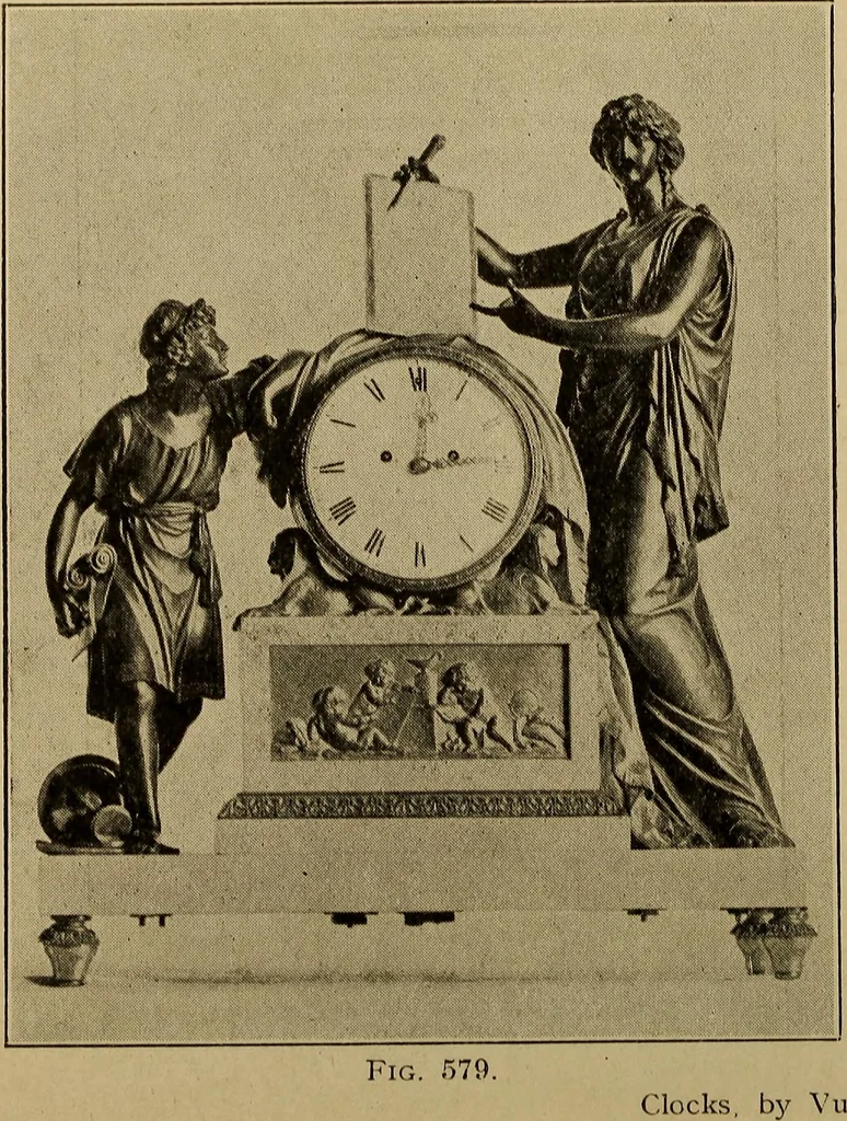 An illustration from Old clocks and watches & their makers : being an historical and descriptive account of the different styles of clocks and watches of the past, in England and abroad, to which is added a list of nearly twelve thousand makers, 1922, leaf 455