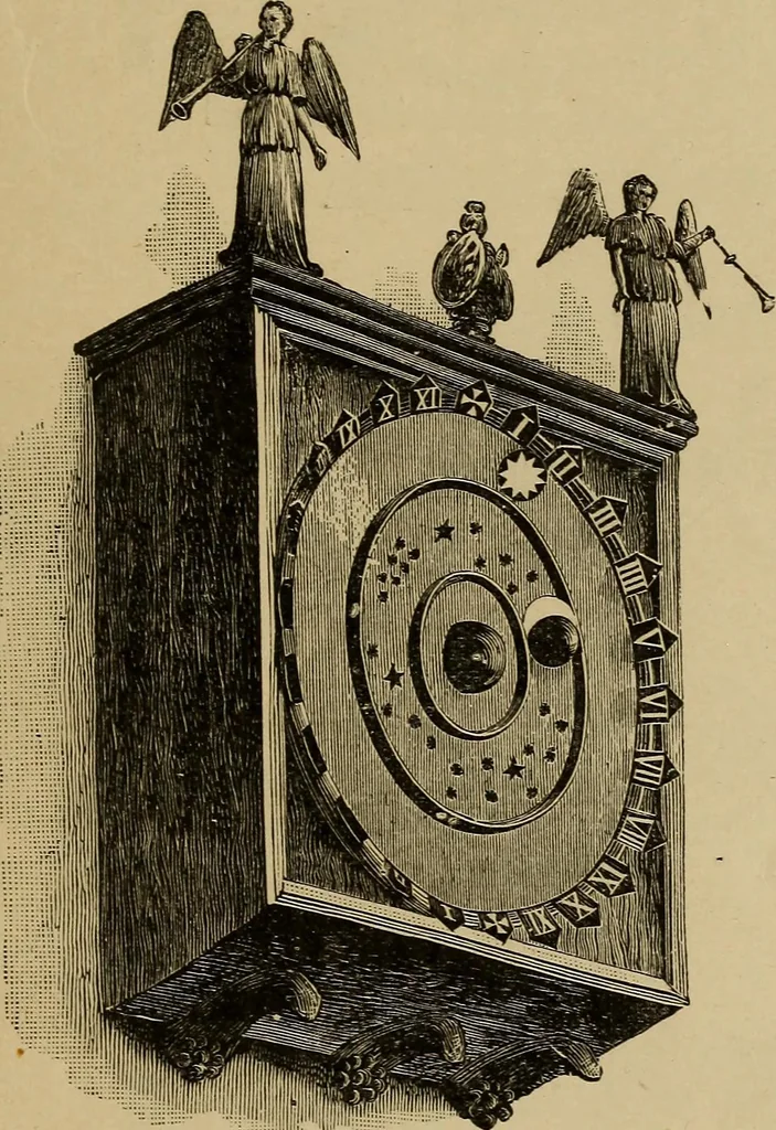 An illustration from Old clocks and watches & their makers : being an historical and descriptive account of the different styles of clocks and watches of the past, in England and abroad, to which is added a list of nearly twelve thousand makers, 1922, leaf 48