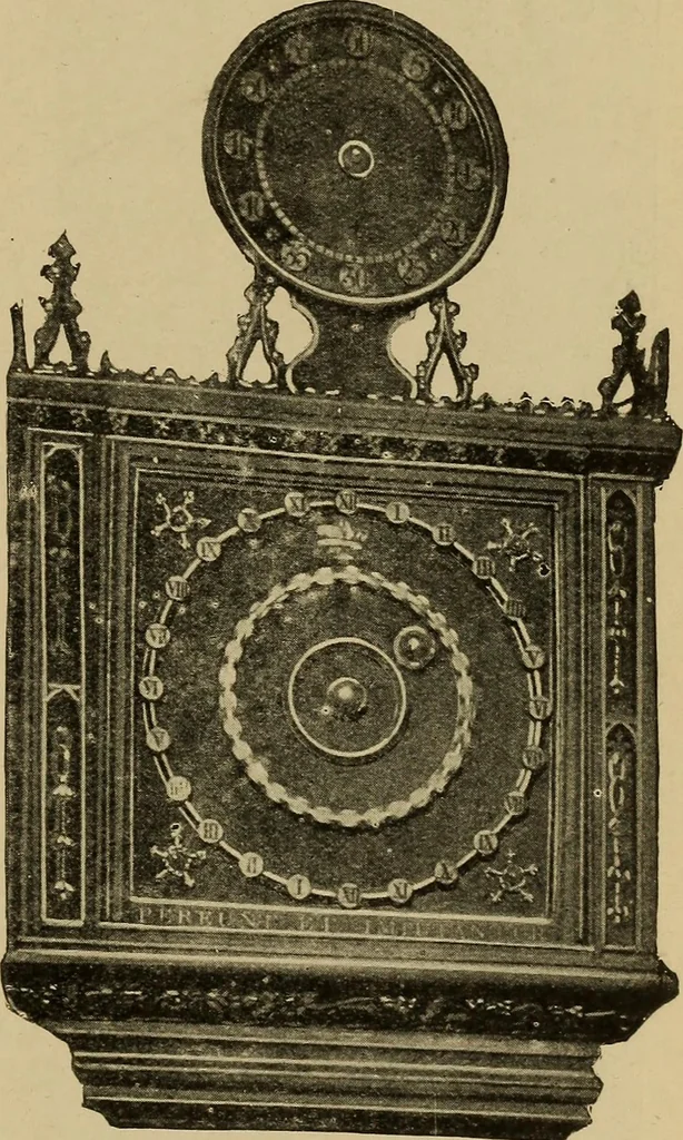 An illustration from Old clocks and watches & their makers : being an historical and descriptive account of the different styles of clocks and watches of the past, in England and abroad, to which is added a list of nearly twelve thousand makers, 1922, leaf 54