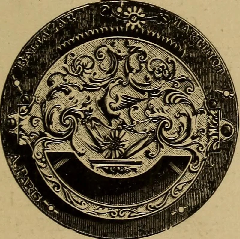 An illustration from Old clocks and watches & their makers : being an historical and descriptive account of the different styles of clocks and watches of the past, in England and abroad, to which is added a list of nearly twelve thousand makers, 1922, leaf 624