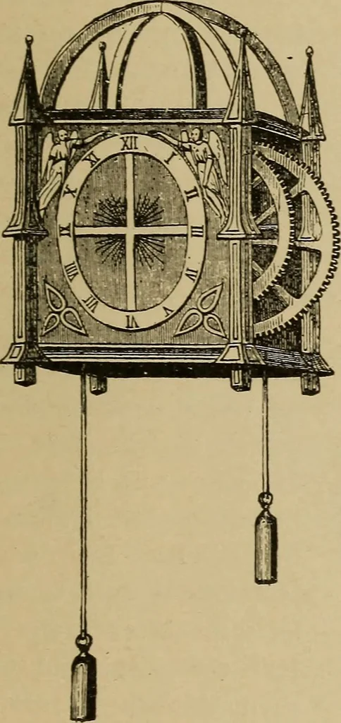 An illustration from Old clocks and watches & their makers : being an historical and descriptive account of the different styles of clocks and watches of the past, in England and abroad, to which is added a list of nearly twelve thousand makers, 1922, leaf 66