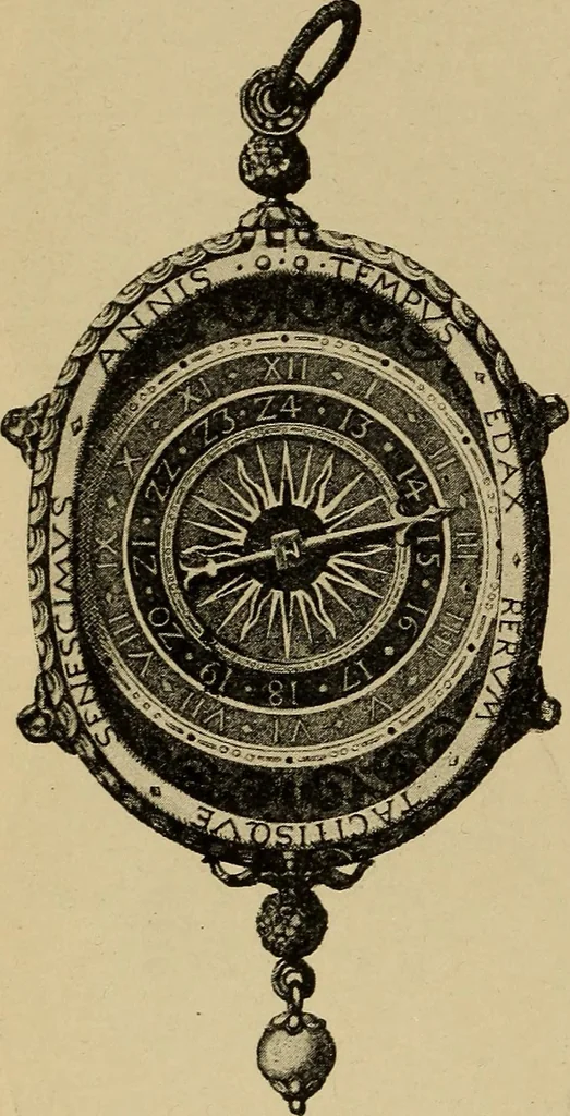 An illustration from Old clocks and watches & their makers : being an historical and descriptive account of the different styles of clocks and watches of the past, in England and abroad, to which is added a list of nearly twelve thousand makers, 1922, leaf 91