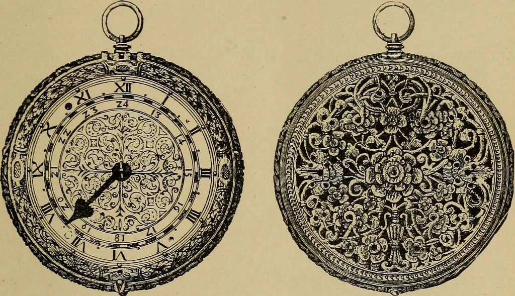 An illustration from Old clocks and watches & their makers : being an historical and descriptive account of the different styles of clocks and watches of the past, in England and abroad, to which is added a list of nearly twelve thousand makers, 1922, leaf 92