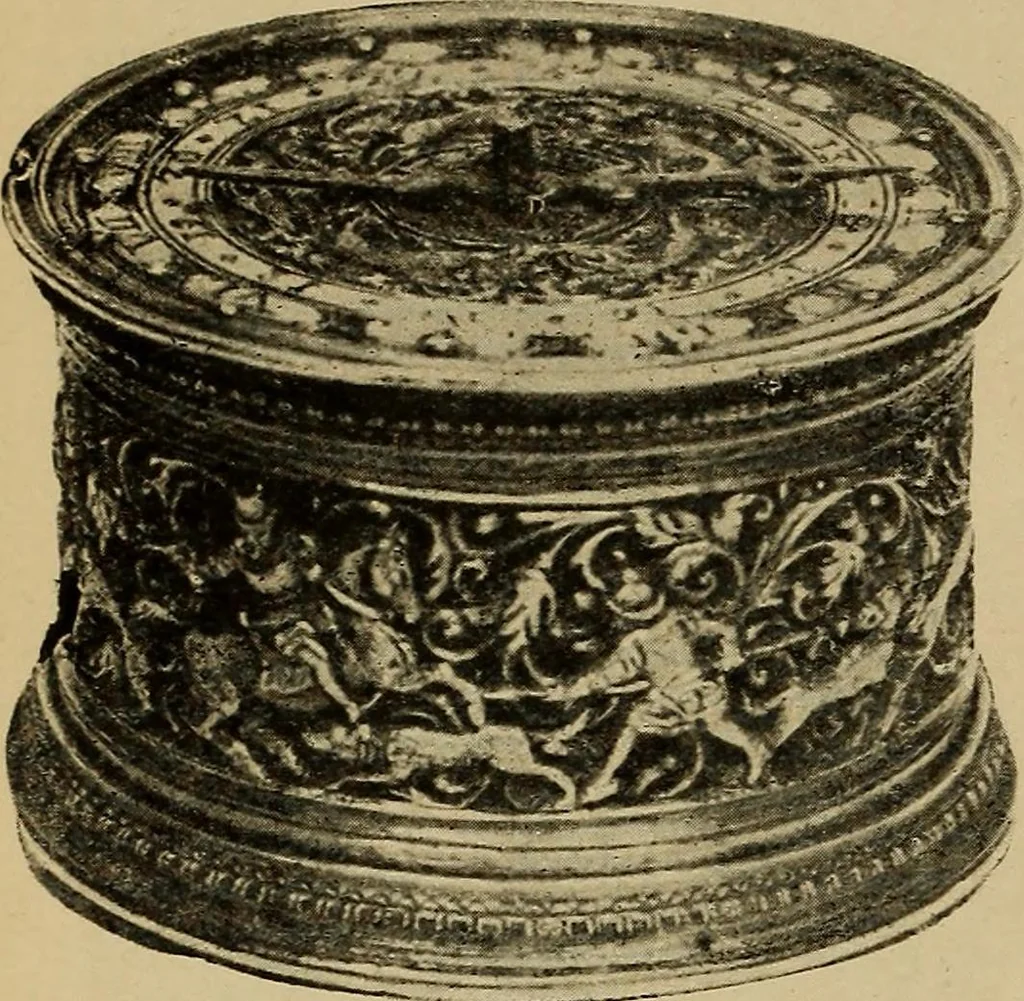 An illustration from Old clocks and watches & their makers : being an historical and descriptive account of the different styles of clocks and watches of the past, in England and abroad, to which is added a list of nearly twelve thousand makers, 1922, leaf 93