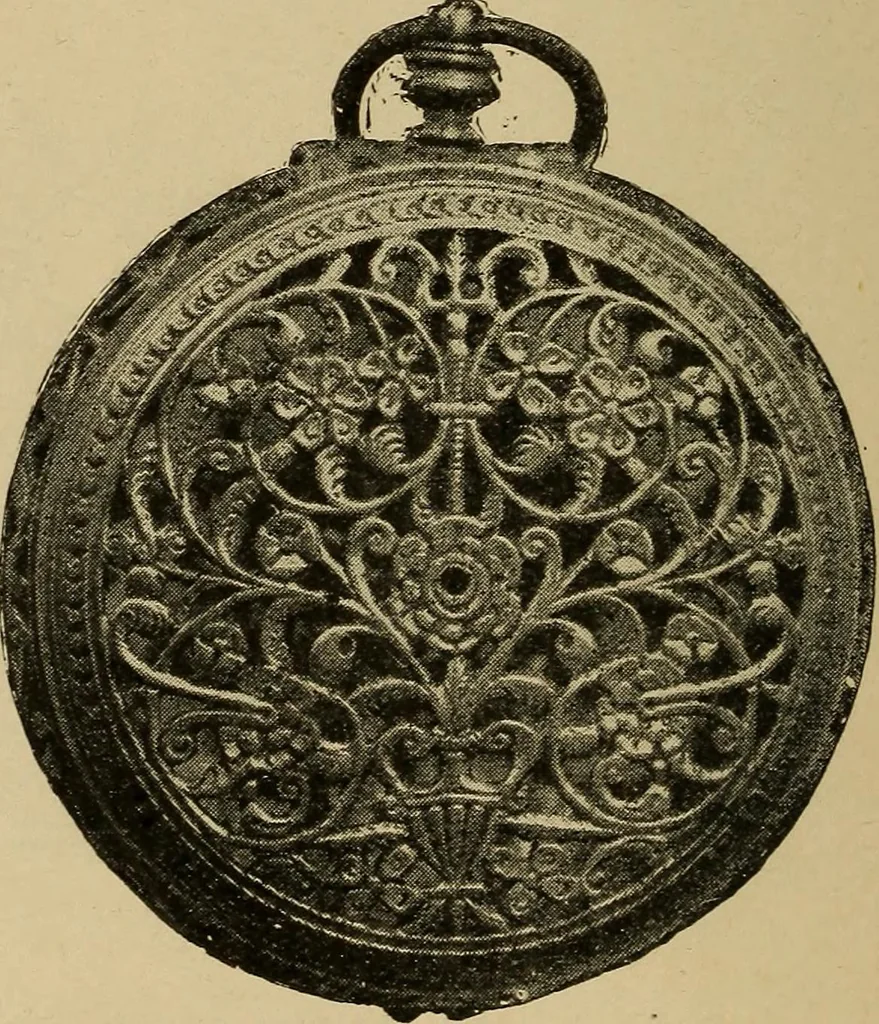 An illustration from Old clocks and watches & their makers : being an historical and descriptive account of the different styles of clocks and watches of the past, in England and abroad, to which is added a list of nearly twelve thousand makers, 1922, leaf 93