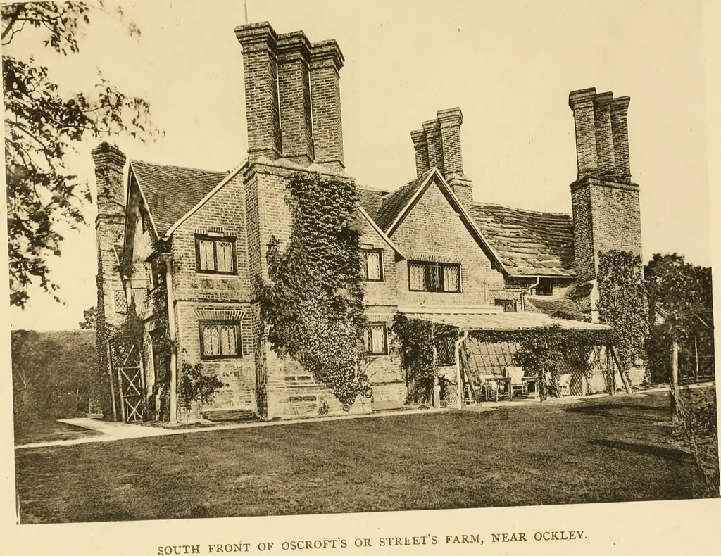 An illustration from Old cottages & farm-houses in Surrey / illustrated on one hundred collotype plates from photographs specially taken by W. Galsworthy Davie, with an introduction and numerous sketches by W. Curtis Green, 1908, leaf 114