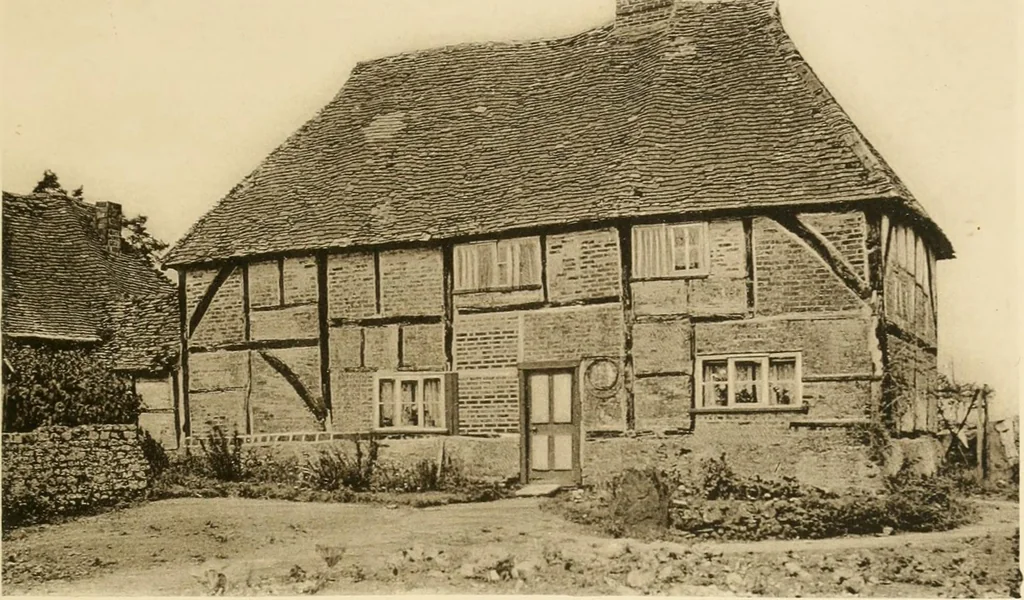 An illustration from Old cottages & farm-houses in Surrey / illustrated on one hundred collotype plates from photographs specially taken by W. Galsworthy Davie, with an introduction and numerous sketches by W. Curtis Green, 1908, leaf 120
