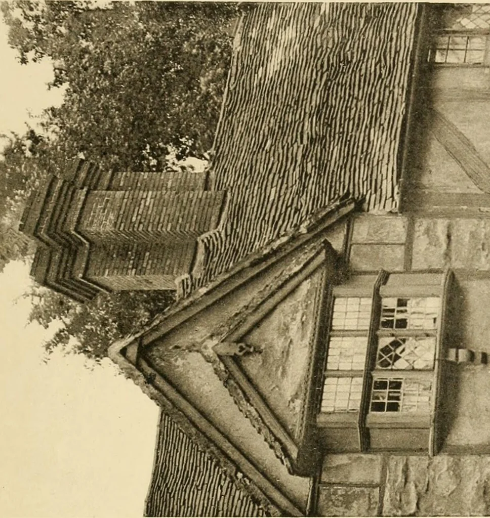 An illustration from Old cottages & farm-houses in Surrey / illustrated on one hundred collotype plates from photographs specially taken by W. Galsworthy Davie, with an introduction and numerous sketches by W. Curtis Green, 1908, leaf 158
